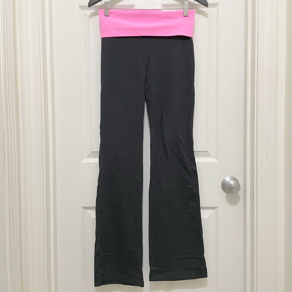 NEW Victorias Secret PINK Yoga Foldover Pants Bootcut Flare Leopard Waist Y2K XS - Picture 3 of 8